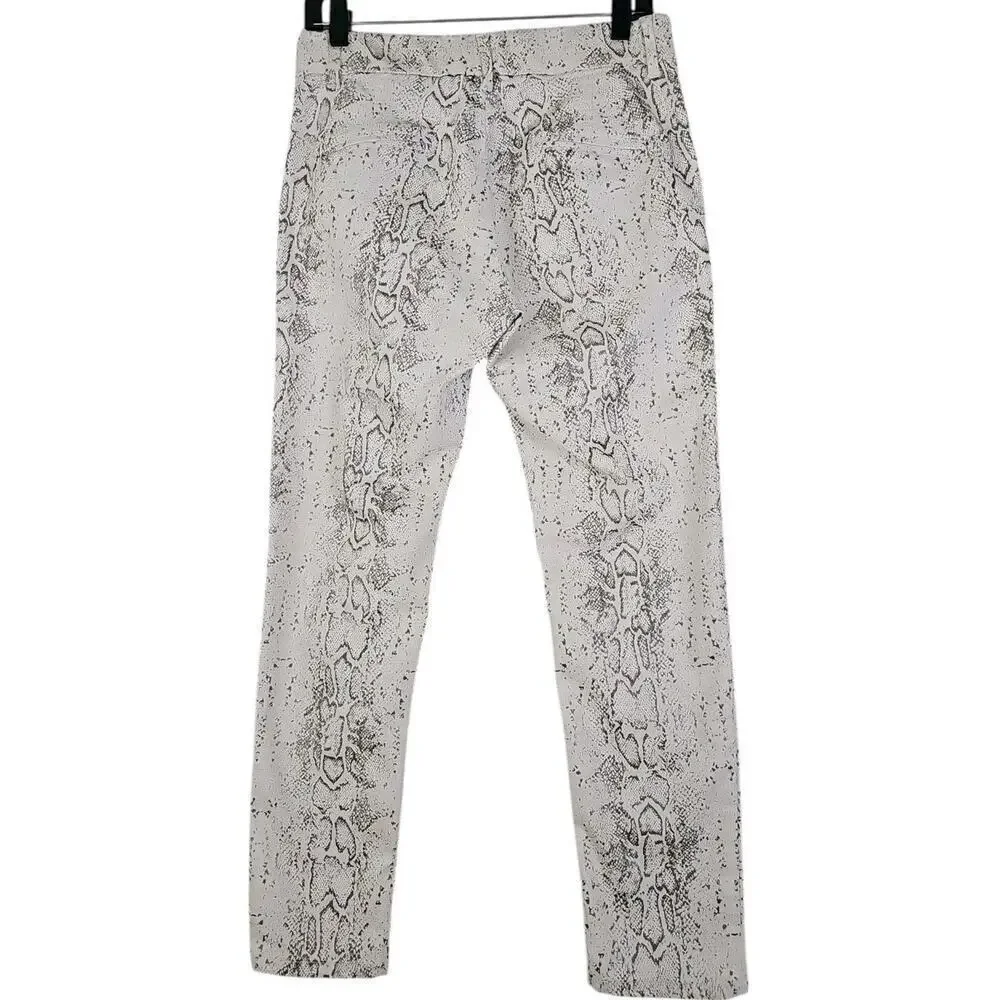 Flog ~Woman Size 29~ White Silver Animal Print Pull On Pants Stretch. - Picture 12 of 12